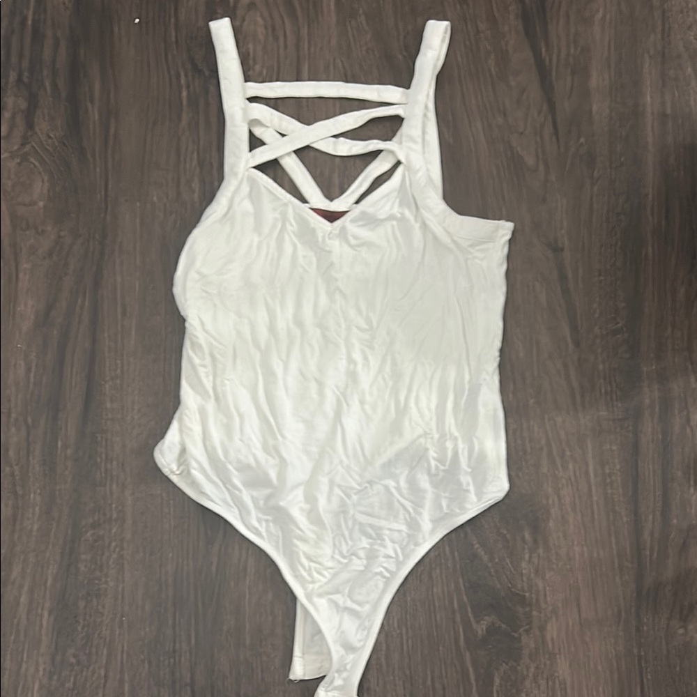 Red by BKE Brand White Strappy Bodysuit